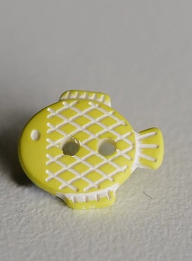12mm一颗价英国Textile Garden柠檬黄绿色胖胖的鱼纽扣