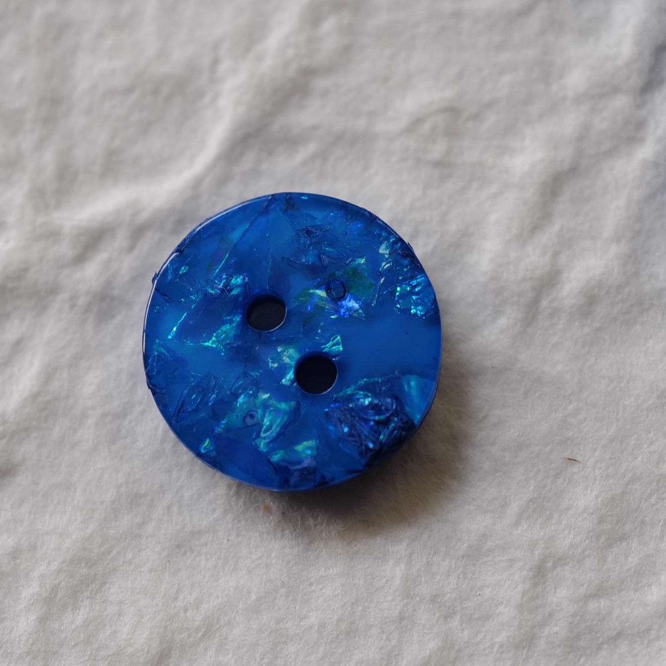 宝蓝色闪亮涤纶纽扣15mm