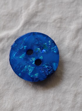 15mm 一颗价格英国 Textile Garden 宝蓝色闪亮涤纶纽扣