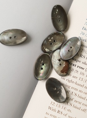 23mmx13mm一颗价格德国JIM椭圆形灰色珍珠母贝纽扣