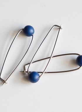 61mmx16mm一枚价德国JIM蓝色树脂球形装饰银色金属别针