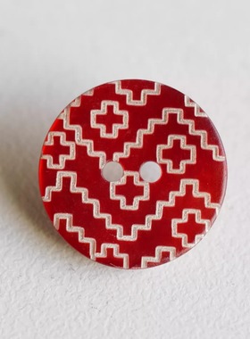 18mm一颗价英国Textile Garden缎面光泽亮红色镭射白纹理贝壳纽扣