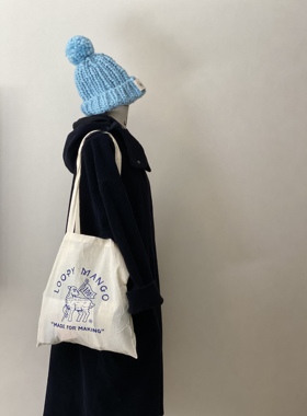 美国Loopy Mango 15英寸边长棉布托特包 蓝色图案