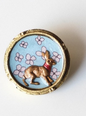 24mm多 1颗价格德国Jim保持童真树脂花丛中的兔子纽扣