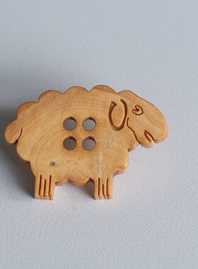 30mmx20mm1颗价英国Textile Garden自然纹理色泽木制绵羊纽扣