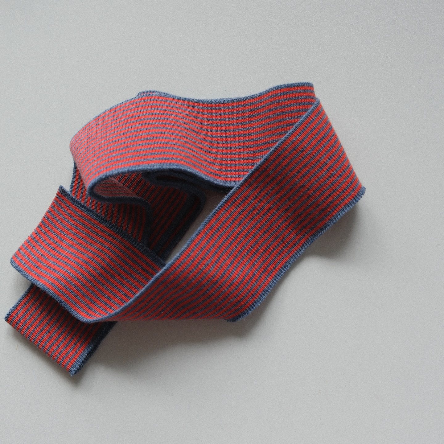 法式荧光橙蓝色条纹罗纹带