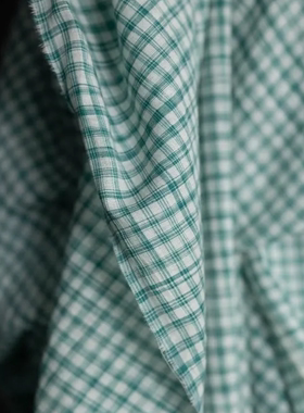 10cm价125cm宽英国Merchant and mills马利绿格纹手织棉布