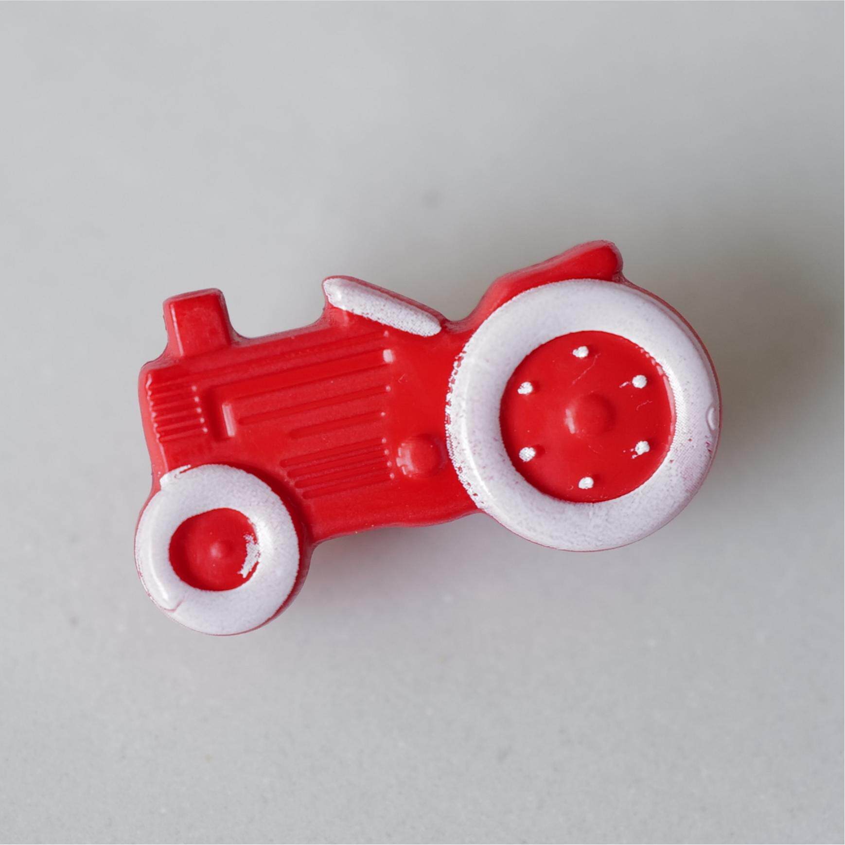 25mmx14mm一颗价 德国DILL尼龙材质白色轮胎红色拖拉机造型纽扣