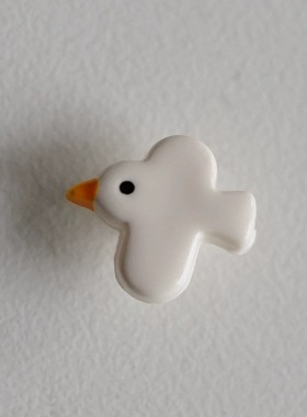 12mm一颗价英国Textile Garden光亮黑眼睛乳白色飞鸟造型纽扣