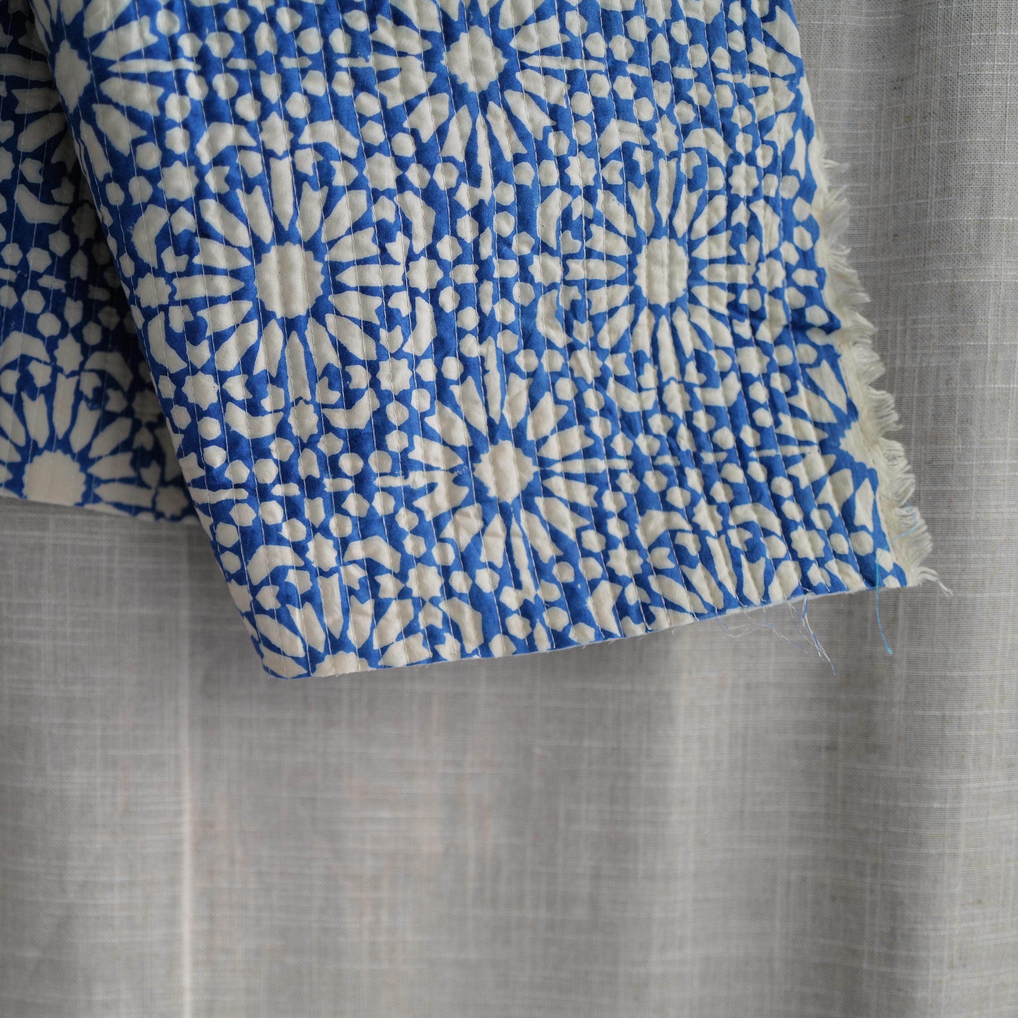 巴格鲁蓝双面印花夹棉棉布