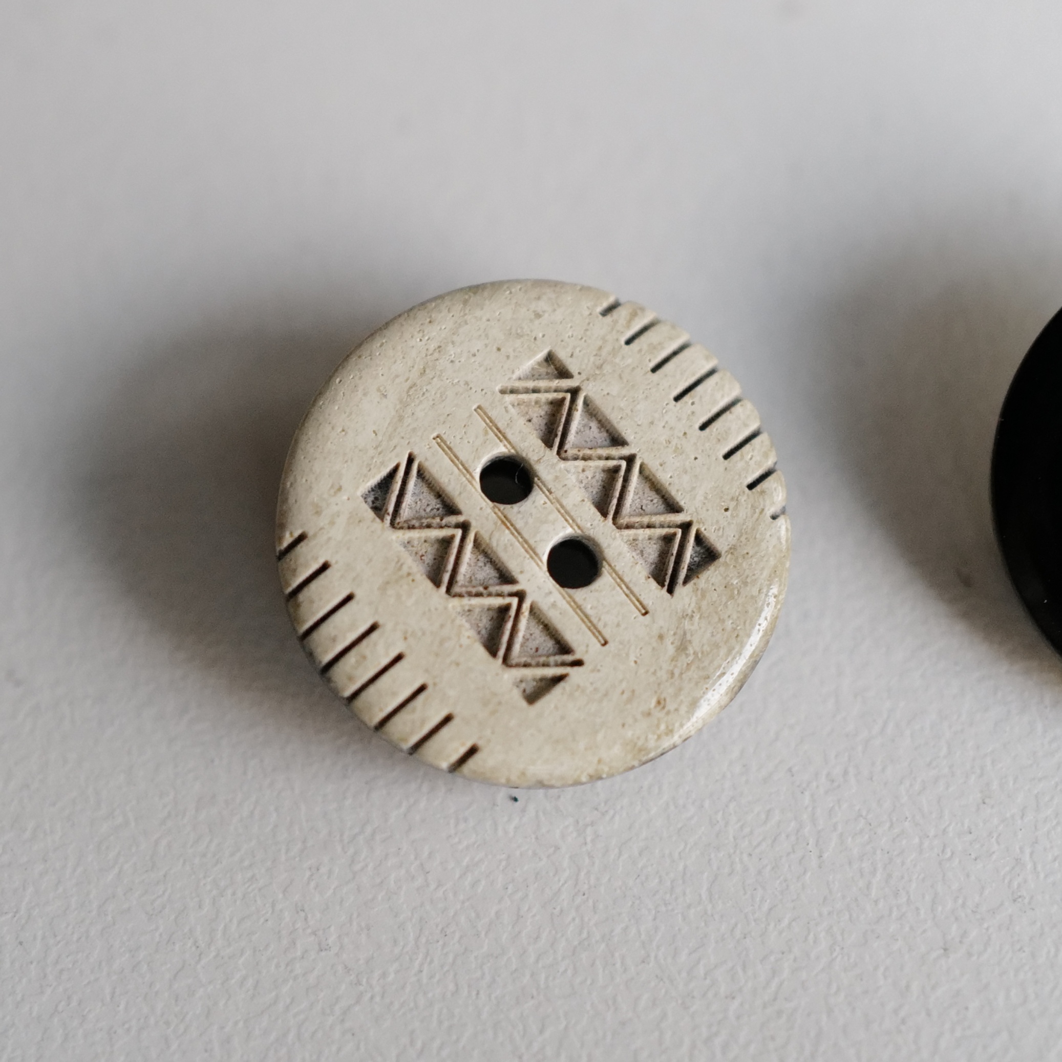 白刻纹背面光滑黑色树脂纽扣