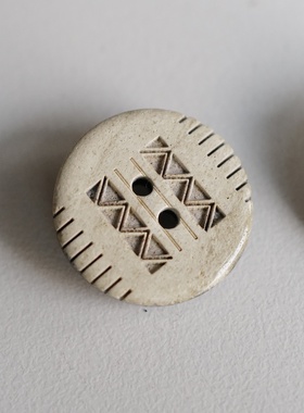 23mm一颗价英国Textile Garden奶昔白刻纹背面光滑黑色树脂纽扣