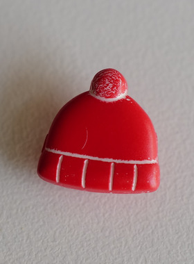 15mm一颗价英国Textile Garden红色带绒球的毛线帽造型纽扣