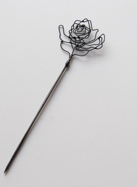 A色 41mm宽140mm长德国JIM镂空玫瑰纹理黑色金属发簪书签装饰件