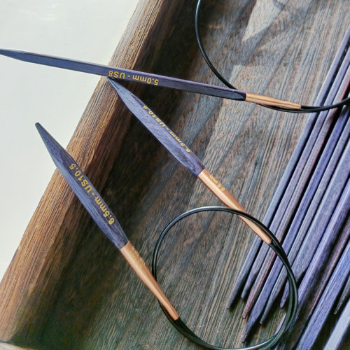 新款 knitpro 进口紫色方针 80/60/40环针 木质毛衣针循环针