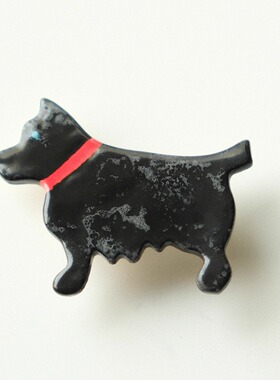 37mmx30mm仅一A色 英国Stockwell黑色苏格兰梗犬手工陶瓷别针