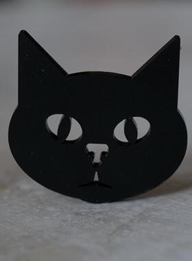 大约37mmx36mmx3mm1颗价法国Selenitis一只叫LOU露的猫头造型纽扣