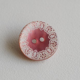 18mm一颗价英国Textile Garden珠光粉底白蕾丝花边贝壳纽扣
