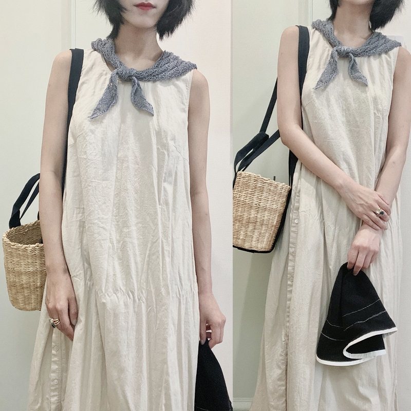 非成品 编织diy材料包三角围巾夏日遮阳防冷气百搭有机亚麻入门