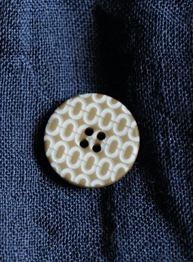 绝版15mm一颗价英国Textile Garden卡其绿底白色椭圆图案凸起纽扣