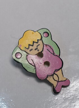 16mm×24mm仅一颗 德国JIM童话风粉绿色仙女造型椰壳纽扣