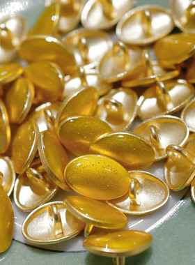 15mm 一颗价格英国Textile Garden 金色金属底座柠檬黄色树脂纽扣