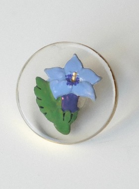 22mm一颗价格德国JIM透明树脂中心蓝紫色龙胆花纽扣