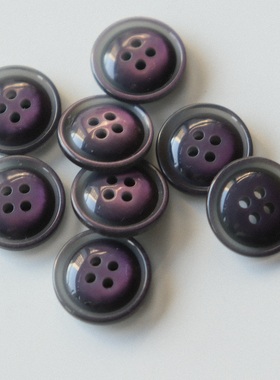 尝鲜价15mm一颗价英国Textile Garden中心猫眼感紫色黑色渐变纽扣
