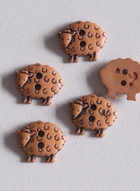 隐藏款15mmx13mm一颗价英国Textile Garden棕底黑色线条绵羊纽扣