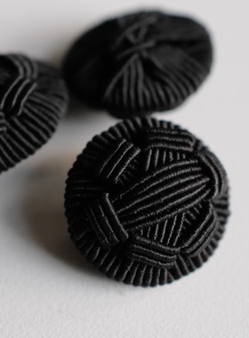 23mm一颗价格 德国VINTAGE黑色绳排列缠绕可触摸纹理纽扣