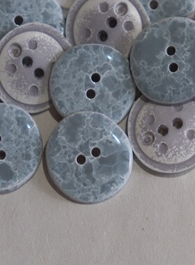 绝版约18mm一颗价英国Textile Garden云雾感灰色混色不规整圆纽扣