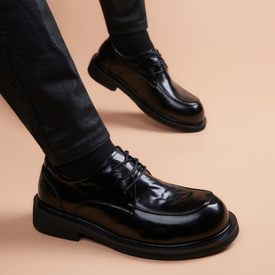 大头皮鞋男真皮正装商务高级感英伦男士2025新款宽脚软底休闲男鞋