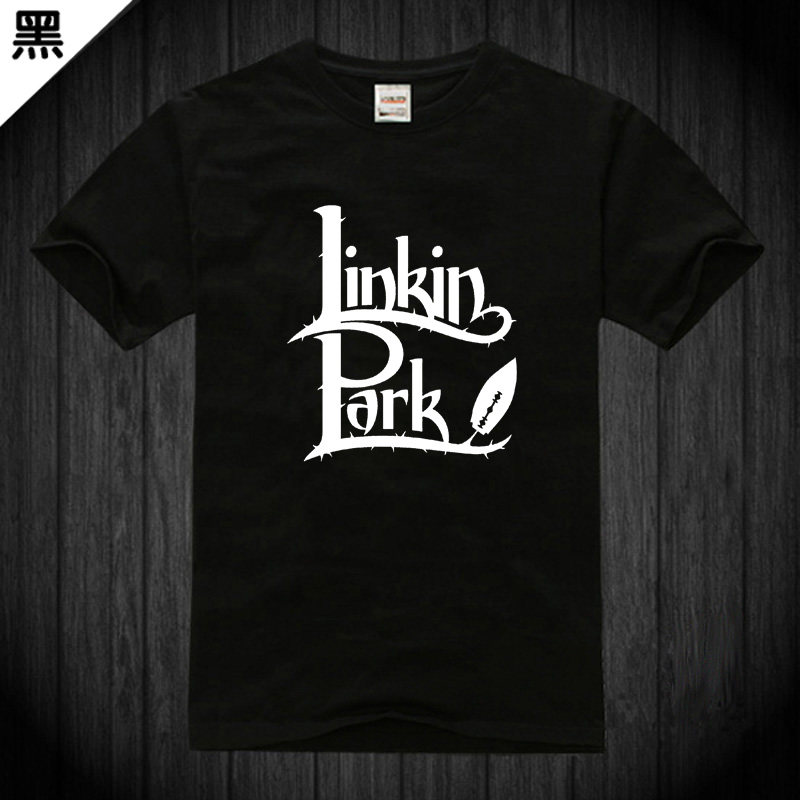 linkin park 林肯公园 绿色t恤纯棉宽松透气圆领短袖男士大码胖子