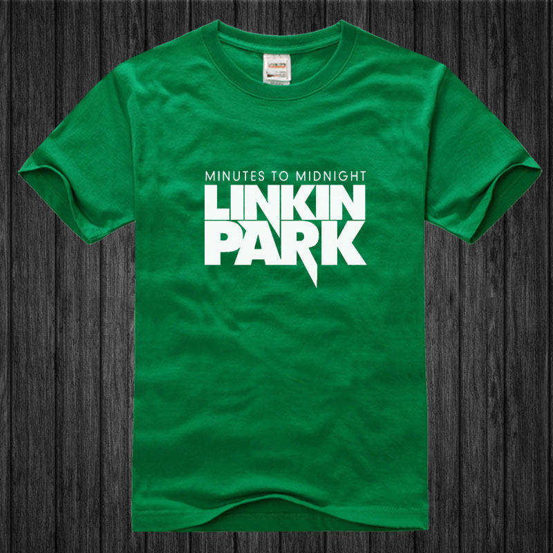 linkin park纯棉宽松摇滚圆领文化衫绿色T恤短袖男休闲体恤有大码
