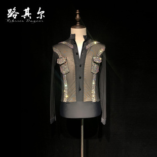 上衣Q 路其尔 长袖 男士 21202 男童拉丁舞表演服国标比赛烫钻服新款