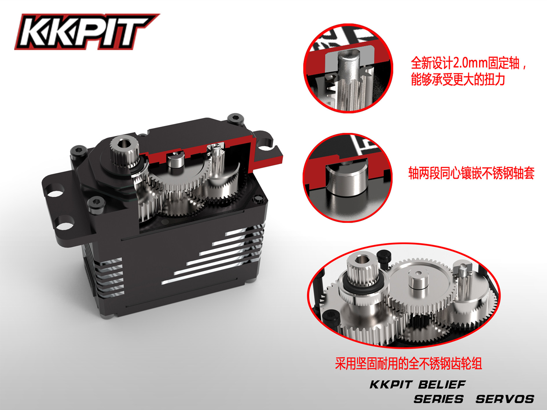 KKPIT-BELIEF FAITH 시리즈-NO. 3 서보 0145-RC 알루미늄 합금 고토크 톱니 방수 서보