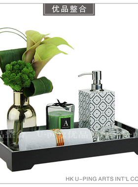 简约现代风卫浴洗手台花艺托盘