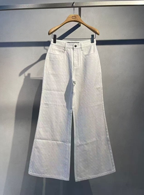 CHESTER CHARLES | 2026新款 满印logo百搭棉质米白阔腿牛仔裤