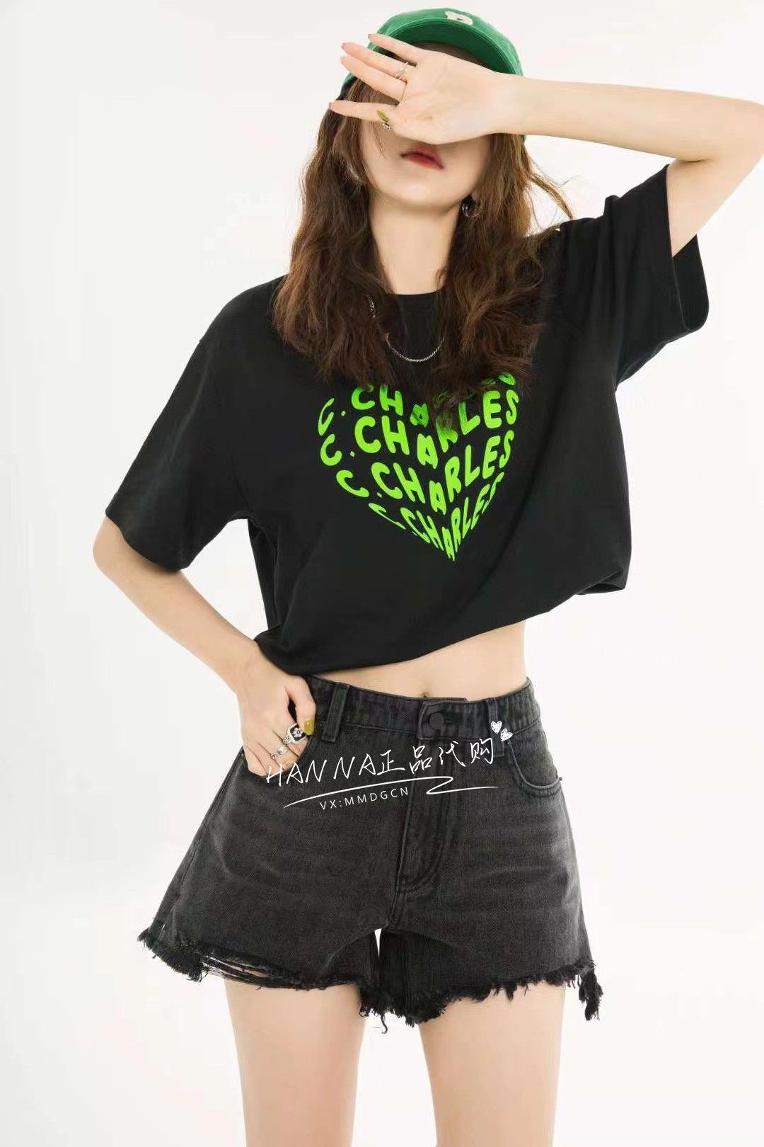 包邮 chester charles  2023年春夏  毛边牛仔短裤 hanna正品代购