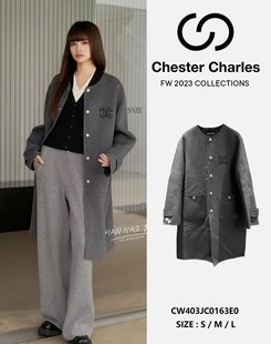 23年11月 CHARLES CHESTER 双面羊毛logo大衣外套 包邮 HANNA代购