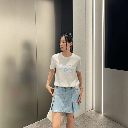 CHESTER CHARLES | 2026新款 清新百搭爱心印花小熊纯棉短袖T恤