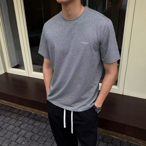CHESTER CHARLES | 2026新款 男款 简约刺绣字母小logo短袖T恤