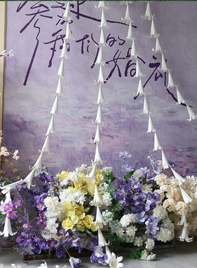 婚庆道具纸艺百合串百合花头装饰婚礼舞台背景布置吊顶花艺花串