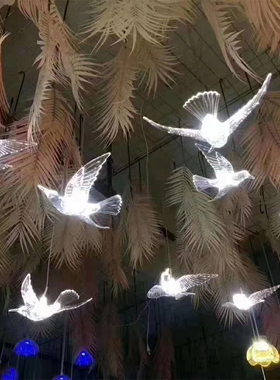 婚庆灯光道具十头亚克力飞鸟吊灯 婚礼舞台吊顶布置发光 飞鸟灯