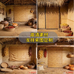 新款乡村室内院落小院怀旧五谷丰收辣椒玉米大蒜农产品直播背景布
