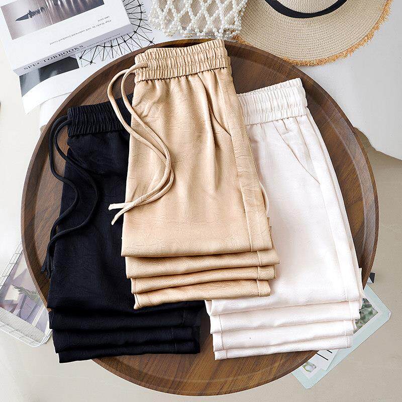 高级感窄版阔腿裤女夏季薄款2025新款休闲裤宽松慵懒风醋酸直筒裤