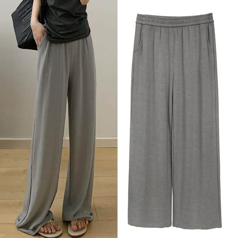 2026新款高腰阔腿裤女灰色薄款垂坠感宽松慵懒风显瘦小个子休闲裤