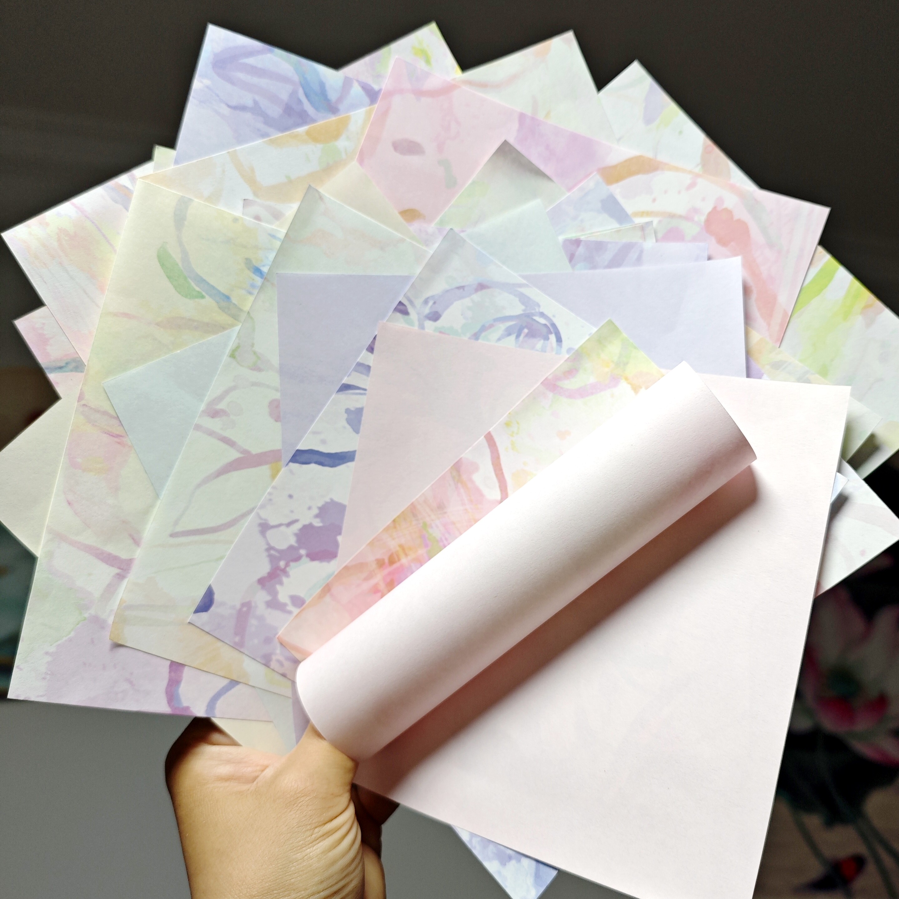 淡彩油画风 单面印花图案反面彩折纸/手工纸/衍纸