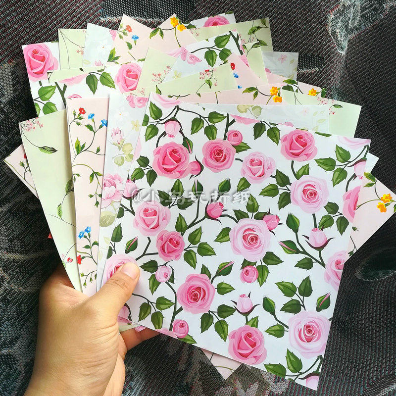 仙女b入的超美折纸 白牛皮强韧性 彩虹碎花花朵卡通动物油纸伞