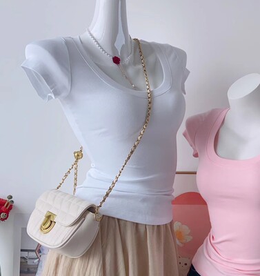 短袖薄款U领棉显瘦T恤